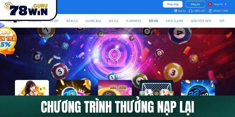 Giới thiệu về chương trình thưởng nạp lại tại 78Win